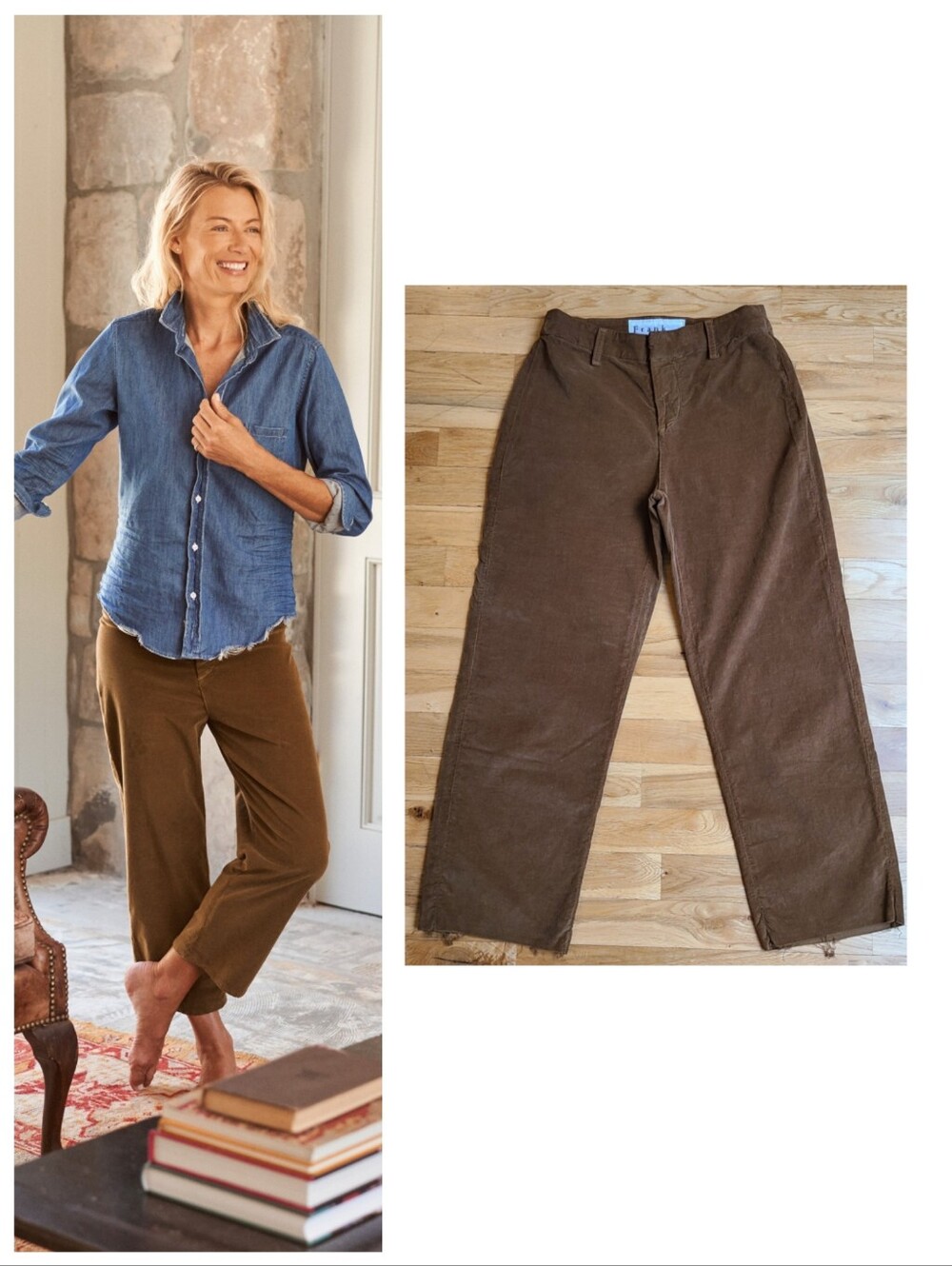 Frank & Eileen Kinsale Italian Corduroy Pants Sz 0 | Chestnut Brown | High-Rise